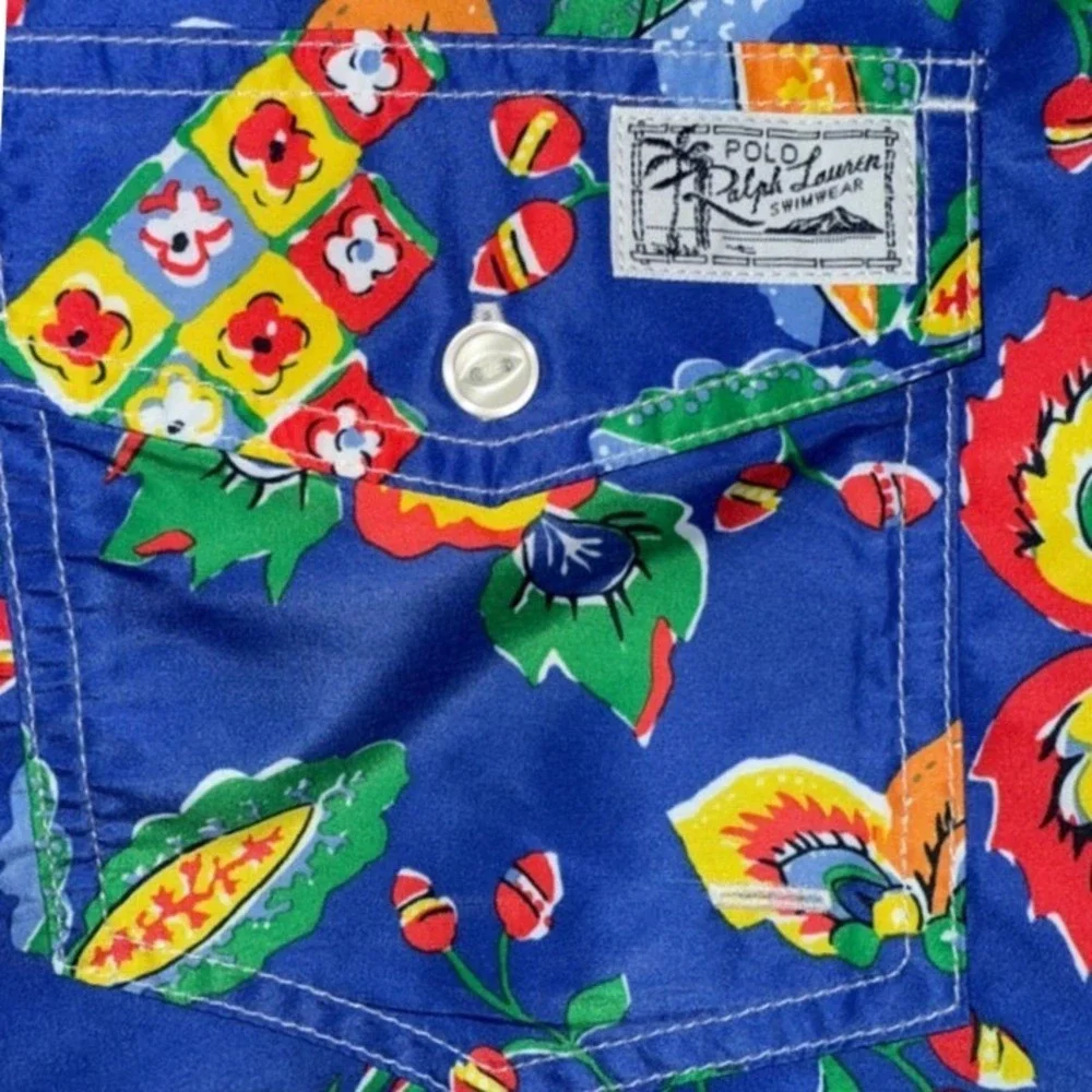 NWT Polo Ralph Lauren Blue Tropical Board Shorts 2XLB‎ Big & Tall Swim Trunks